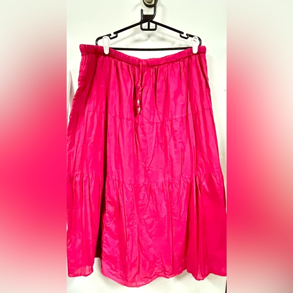 🌺 Fuchsia Flowy Tiered Maxi Skirt – 2X – White Stag • Boho • Cotton - Picture 2 of 4